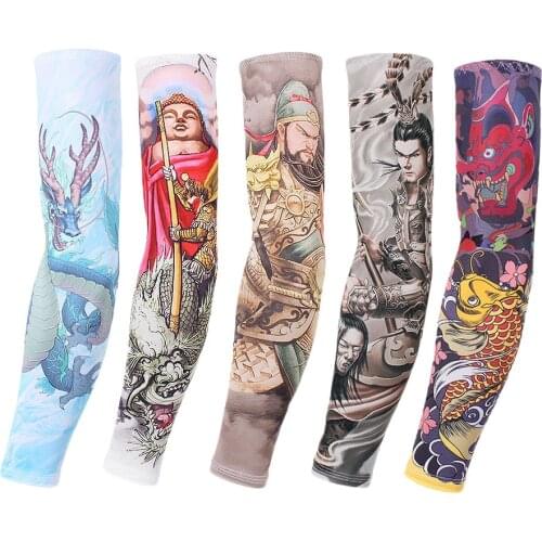 1 Pair Cooling Tattoo Sleeves For Cycling Fishing Hiking Sun UV Protective Arm Sleeves Outdoor Sport cuff Arm Cover Warmers
