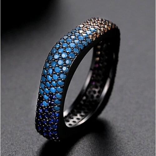 Zlxgirl jewelry mixed color mirco paved zircon womens wedding rings jewelry high quality copper finger rings anel aneis