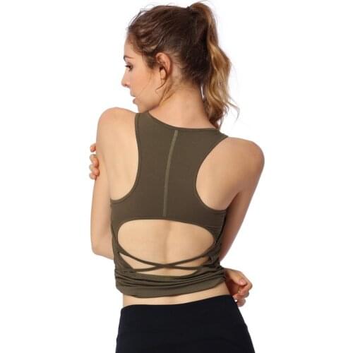 Women Running Vest Sleeveless Padded Yoga Shirt Sexy Back Hollow Out Sports Vest Breathable Gym Fitness Training Tank Tops