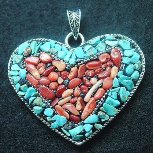 Metal pendants with coral chips blue turquoisee chips for women pendants size 60x50mm new arrival items for jewelry findings