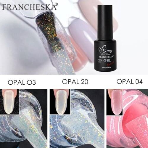 1 Pcs FRANCHESKA Nail Starlight Opal Gel Nail Polish Glitter Sequins Soak Off Gel Varnish Colorful Nail Gel Polish TSLM1