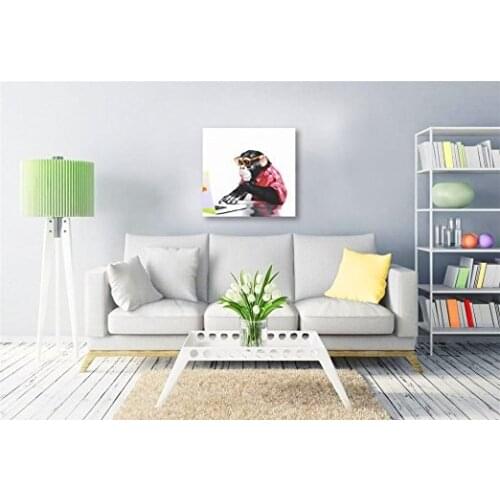 100% Hand Painted Animal Computer Gorilla Modern Wall Art Painting for Living Room Bedroom Kids Room Home Wall Decor Reading art