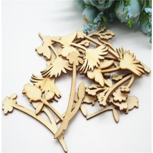20pcs 6-8cm Natural Cutting flowers and leaves mix hollowed out Pentagram bookmark Art Collection Handmade wooden DIY decoration