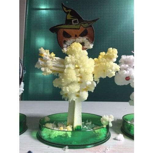 2019 17x10cm Yellow DIY Magic Growing Halloween Pumpkin Trees Magical Grow Paper Hallowmas Cushaw Tree Kit Science Toy Kids Toys