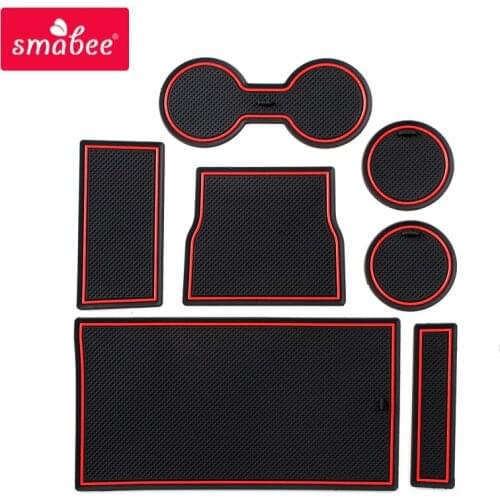 Smabee Gate slot pad For Tesla MODEL 3 2018 2019 Interior Door Pad/Non-slip Car Cup Holders mats Red Blue White Black 7pcs