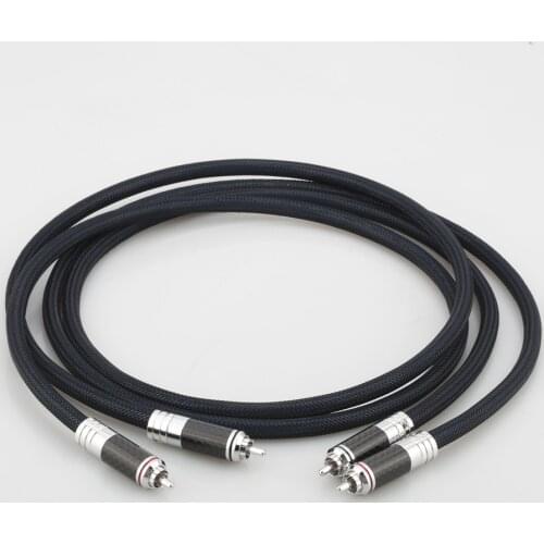 Audiocrast A10 Silver Plated OFC Analogue RCA to RCA Phono Cable RCA Interconnect cable HIFI Carbon fiber RCA Plug