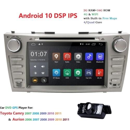 Android 10 Car DVD GPS for TOYOTA CAMRY 2007-2011 AURION 2006-2011auto Radio Quad Core 2din Multimedia Player with Rear Camera