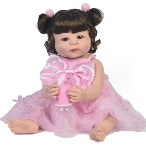 Bebes reborn 55cm Full Body Silicone Reborn Girl Baby Doll Toys Lifelike vinyl princess Doll BJD Child Birthday Christmas gift