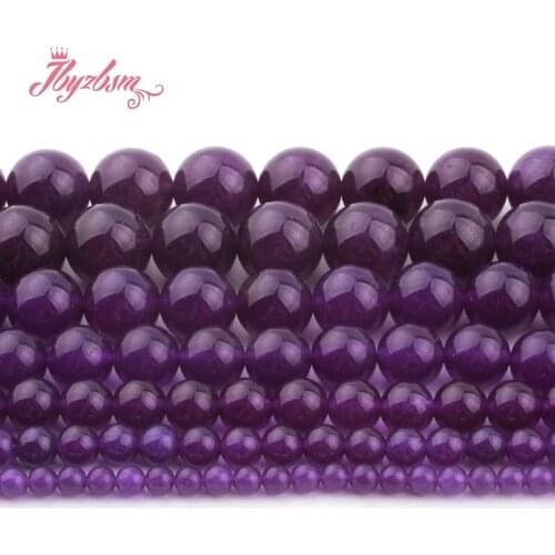 Round Amethysts Jades Beads Smooth Loose 6/8/10/12MM Stone Beads For DIY Necklace Bracelets Earring Jewelry Making Strand 15"