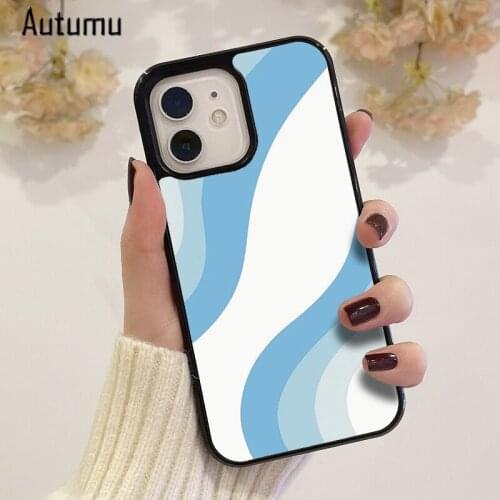 Phone Case for iPhone 12 mini X XS XR 11 Pro Max SE 2020 5 6S 7 8 Plus Samsung Galaxy S8 S9 S10 S20 S21 Wavy Blue Cover