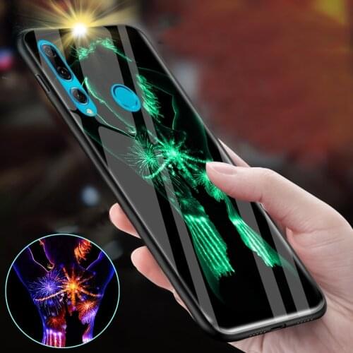 Luminous Glass Case For Huawei Y5 Y7 Y9 2019 Y8P 3D Glow Shine Back Cover Case Coque For Huawei P Smart Z S
