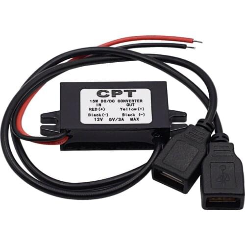 DC-DC Car Power Converter Module 12V To 5V 3A 15W Double USB Step Down Power Output Adapter Car Potting Auto Protection Kindly