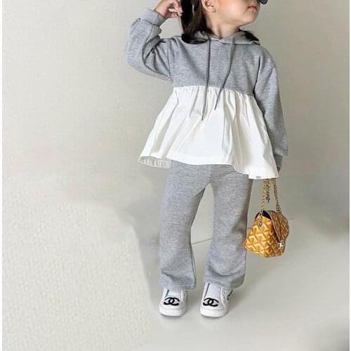 Childrens new Korean suit girls loose sports style hoody dress flared pants suit toddler girl winter clothes
