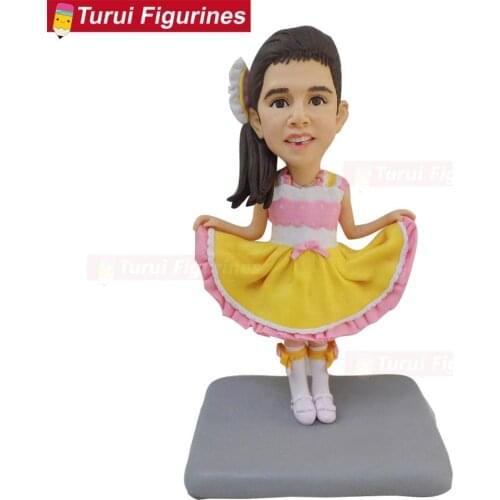 Dancing girl figurine miniature custom design for birthday gift present personalized polymer clay chinese cake topper customize
