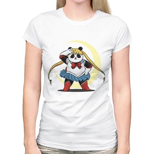 Kawaii Panda Sailor funny anime t shirt femme new white short sleeve women casual tshirt cute streetwear tee