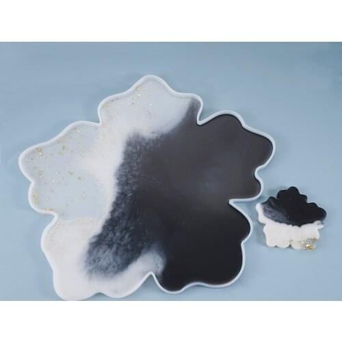 Crystal Large Flower Table Silicone Mold Cup Pad Mirror Epoxy UV Resin Mold DIY Molds Crafts Home Decoration Jewelry Making Tool