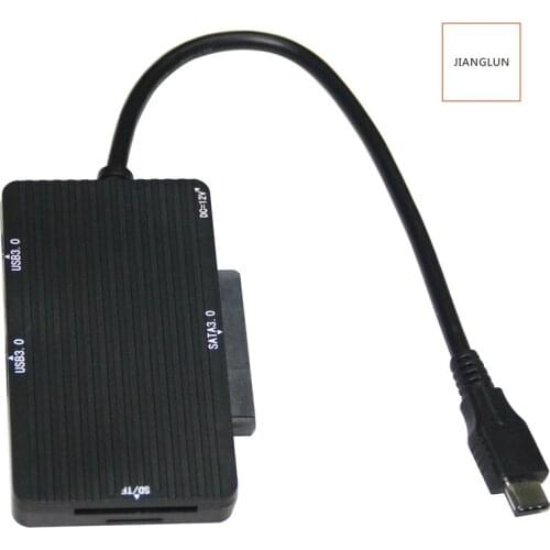 JIANGLUN TYPE-C to USB3.0 HUB + TF (Micro SD)/SD multi-function SATA3 card reader
