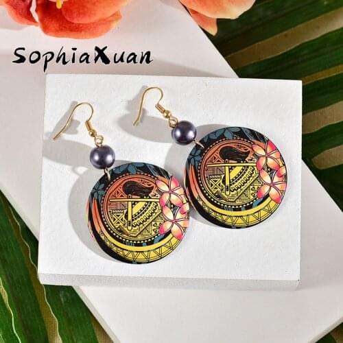 SophiaXuan Classic Fashion Acrylic Dangle Drop Earrings Hawaiian Marshall Drum Flower Earings Wholesale Jewelry for Women Gifts