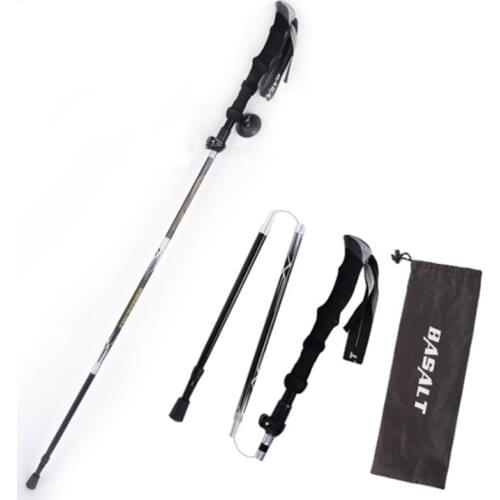 Lightweight retractable foldable outer lock trekking poles hiking trekking cane aluminum 5-section walking stick