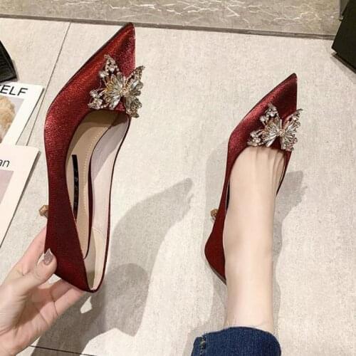 LLOGAI 2021 New Fashion Womens Shoes Diamond Stiletto High Heels Pointed Toe Zapatos De Mujer Plataforma Sapatos Mulher