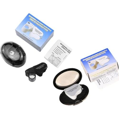 Foldable Jewelry Magnifiers with Bright LED Light 30X 60X Illuminated Jewelers Eye Loupe Magnifier Includes Batteries