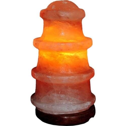 Lighthouse Shaped Natural Himalayan Rock Salt Lamp Wired Bulb Pink 2-3Kg