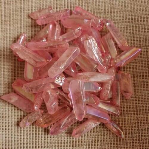 Natural angel aura pink quartz crystal mineral wand rough stone point specimen crystals healing stones