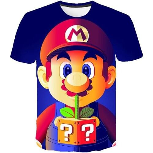 2021 New 3D Mario Children Boys T-Shirts Short Sleeve Children Girls Print TShirts Polyester Kids Popular Super Mario Tops Tee