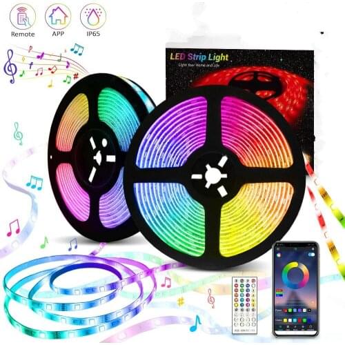 10M 20M 5050RGB Color Changing Kit 40 Keys Remote APP and Bluetooth Control Lighting Strip works in Sync with Music