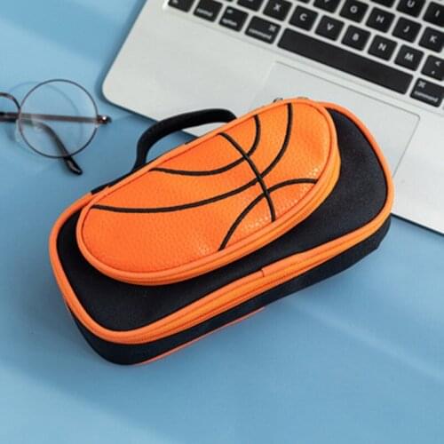 Kawaii Pencil Case Basketball football Canvas Layer Large Capacity Pencil Box Cute Pencilcase Kids School Stationery