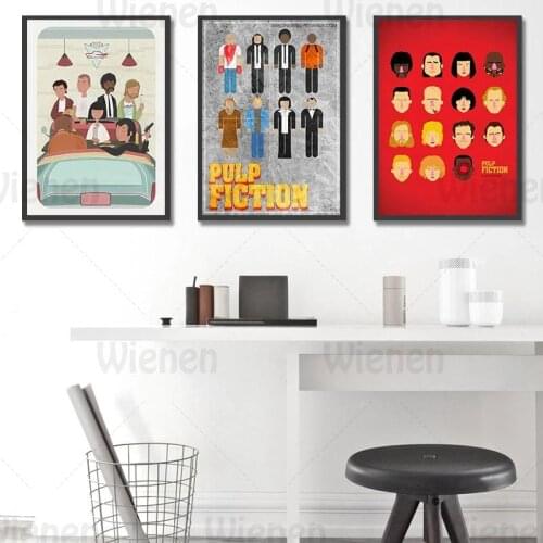 Classic Movie Poster Pulp Fiction Wall Art Cartoon Picture Canvas Printing Cinema Mural Painting Retro Home Decor for LivingRoom