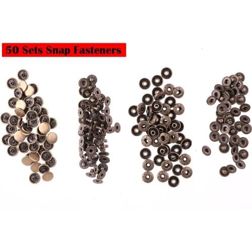 50 Sets Jeans Buttons for Clothing Metal Copper Press Stud Fastener Snap Button Jacket Leather Craft Repair Kit Sewing Accessory