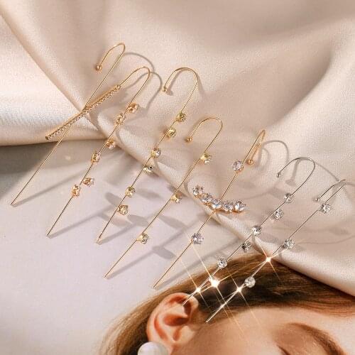 Bohemian Wedding Ear Wrap Crawler Hook Earring Crystal Stud Earrings For Woman Lightning Zirconia Climber Earrings Jewelry