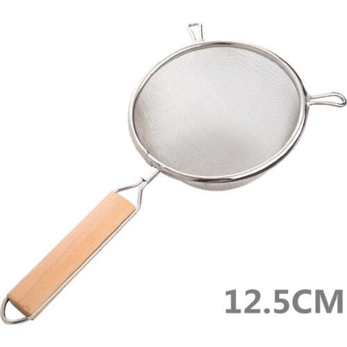 New Wooden Handle Frying Food Oil Stainless Steel Screen Mesh Strainer Flour Sifter Sieve Filter Colander Skimme Kitchen Tools