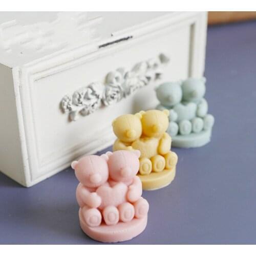 Loving bears aromatherapy gypsum Soap Molds Cute Bear chocolate baking Silicone Moulds DIY home decoration silicone mold
