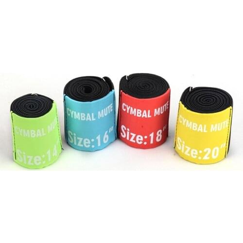 4pcs Drum Cymbal Elastic Mute Belt Practice Silencer Dampener 14inch / 16inch / 18inch / 20inch Homeuse Percussion Instruments