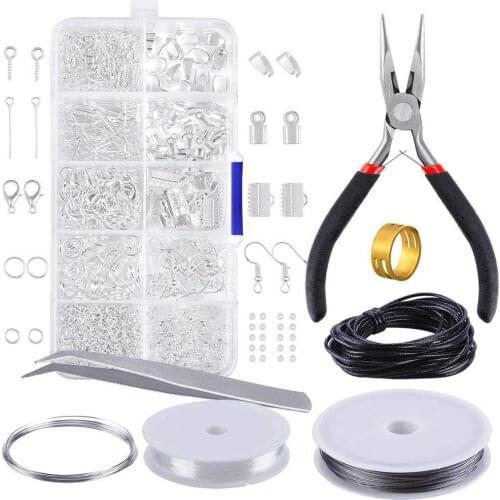 1 Set Colorful DIY Jewelry Accessories Material Package Single Circle Ear Hook Lobster Clasp Bracelet Necklace Making