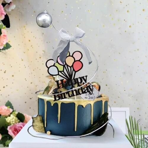 Iron Art Diamond Birthday Cake Topper Wedding Party Cake Flag Dessert Decoration Birthday Wedding Party Cupcake Toppers Supplies