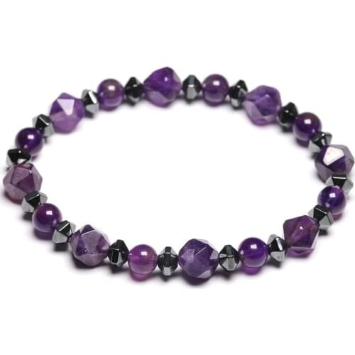 Natural Amethyst Bracelets For Women Natural Stone Beads Bracelet Cut Surface