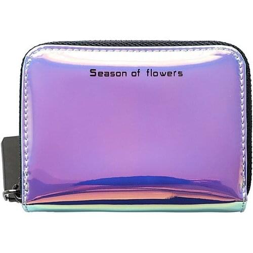 12PCS / LOT Women Short Leather Wallet Ladies Clutches Holographic Wallet Female Card Holder Women Coin Purse Laser cartera