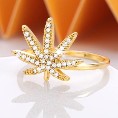 Punk Knuckle Rings Women Nature Inspired Delicate Jewelry Maple Leaf Mens Finger Ring Classic Charm jewelry Christmas Gift