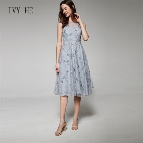 IVY HE Summer Womens Dress 2021 High End Diamond Embroidery Three Dimensional Butterfly Gauze Swing Temperament Fairy Dresses