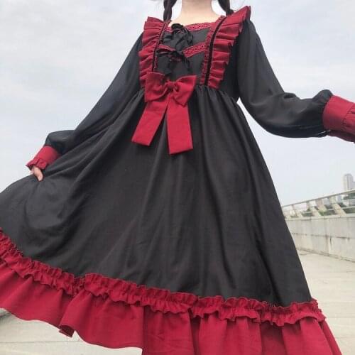 Anbender Harajuku Lolita Dress Women Daily Palace Bowknot Cute Retro Vestidos Noble Sweet Dresses Renaissance Gothic Party Robe