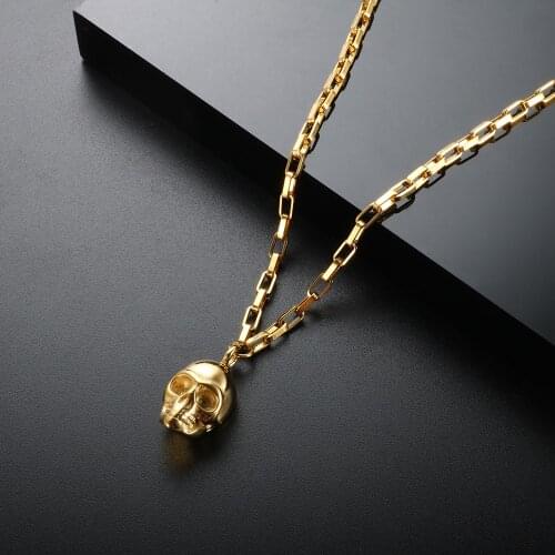 ZMFashion Punk Goth Skull Necklace Stainless Steel Vintage Hip Hop Statement Clavicle Choker Chains Jewelry Gifts For Women Men