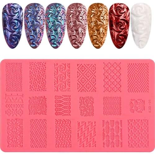 1PC Silicone Nail Carving Mold 3D Relief Sculpture Stamping Stencils Soft Environmentally Nail Art Template Manicure Accessories