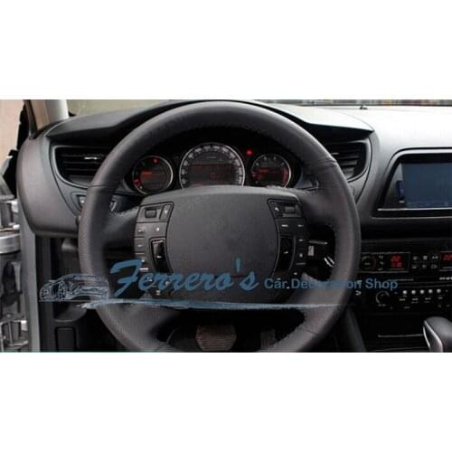 Free shipping For Citroen C5 2012-2015 Sew-on Microfiber leather car steering wheel cover Car accessories