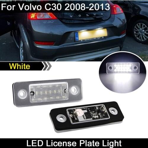 2Pcs For Volvo C30 2008 2009 2010 2011 2012 2013 High Brightness White LED License Plate Light Number Plate Lamp