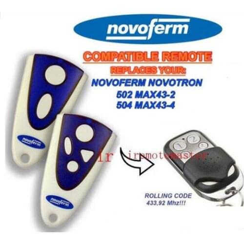 2pieces NOVOFERM NOVOTRON 502 MAX43-2, 504 MAX43-4 replacement remote control 433,92mhz Rolling code very