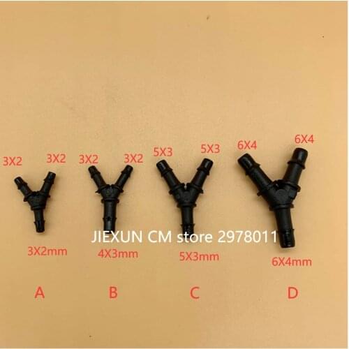 20PCS Inkjet printer Plastic ink hose tube connector Y shaped connector adapter 3X2mm 5X3mm 6X4mm UV solvent ink ink pipe joint