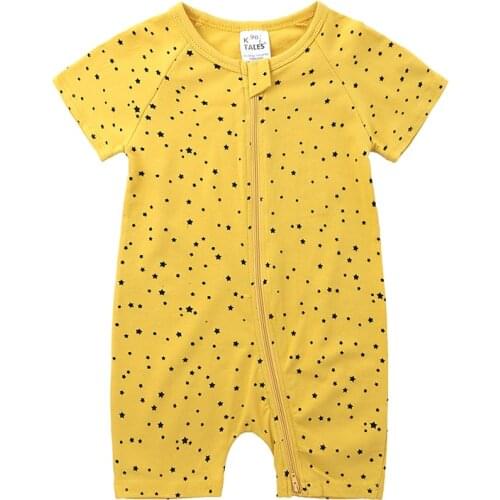 2021 Summer Baby Clothes Short Sleeved Baby Romper Cotton Newborn Body Suits Baby Pajama zipper Boys Animal Little Star Rompers